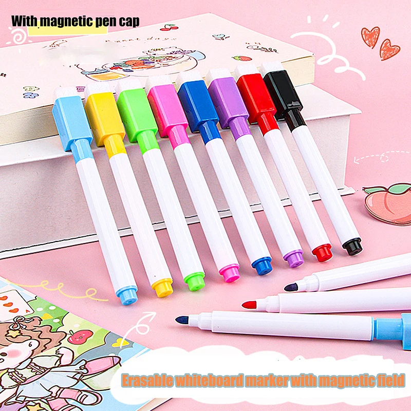 8Pcs Colorful Magnetic Whiteboard Dry Erase Marker Pens High-capacity Erasable Whiteboard Marker Pens Office School Supplies image 2