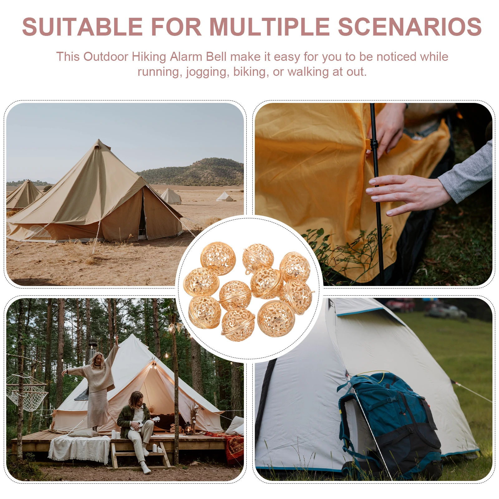 

10pcs Alarm For Hiking Outdoor Safety Metal Alert Bell Portable Camping Accessories Loud Warning Bell Survival Gear