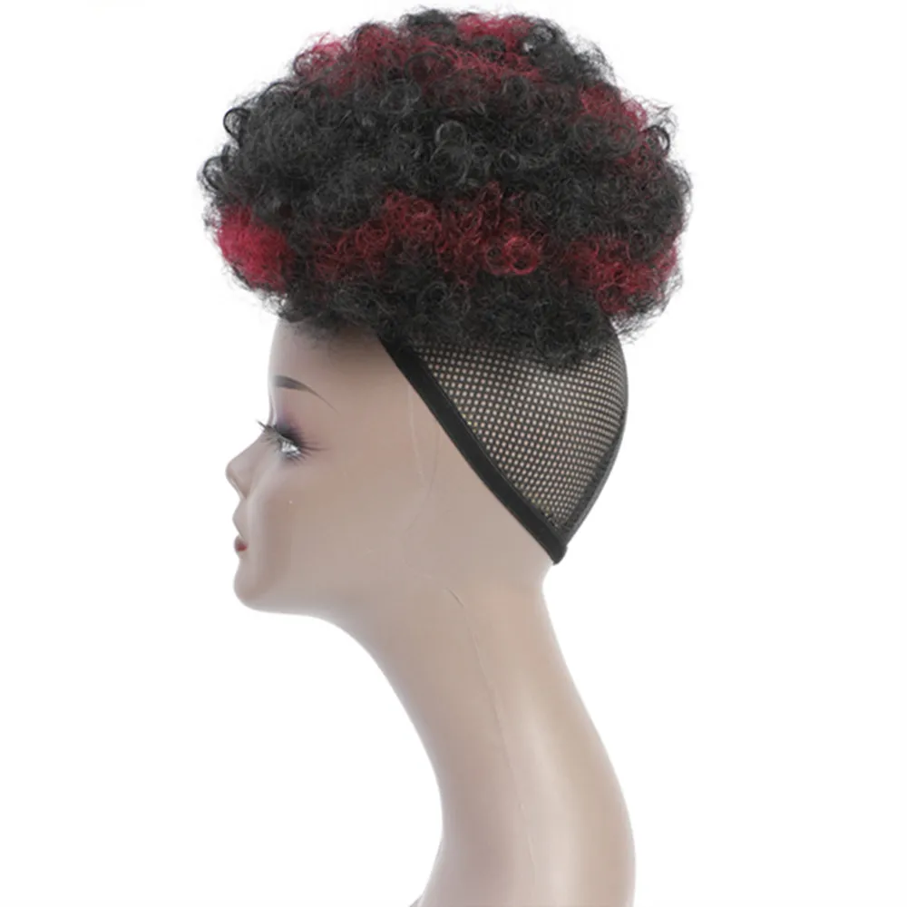 8inch Synthetic Curly Hair High Puff Short Afro Curly Wig Ponytail Drawstring Curly Hair Bun