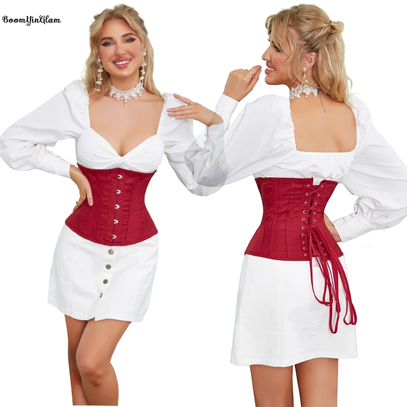 Corsé de entrenamiento de cintura de hueso de acero en espiral para mujer, ropa Steampunk, corsé debajo del busto de talla grande, cierre de busto, 4, 5 o 6