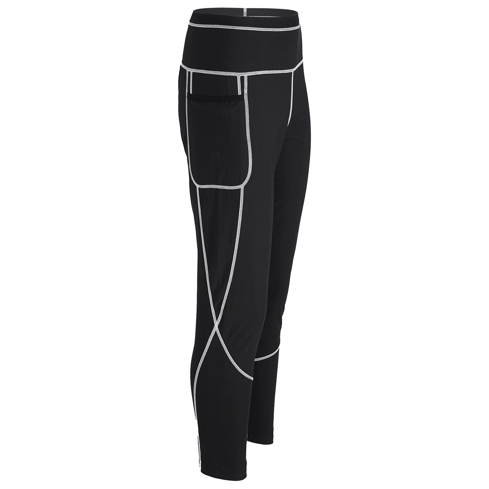 Men Women Gym Fitness Contrast Color Trim Sauna Leggings Shape Wear Sweat-inducing Pants Sports Workout Exercise Warm-up Pants