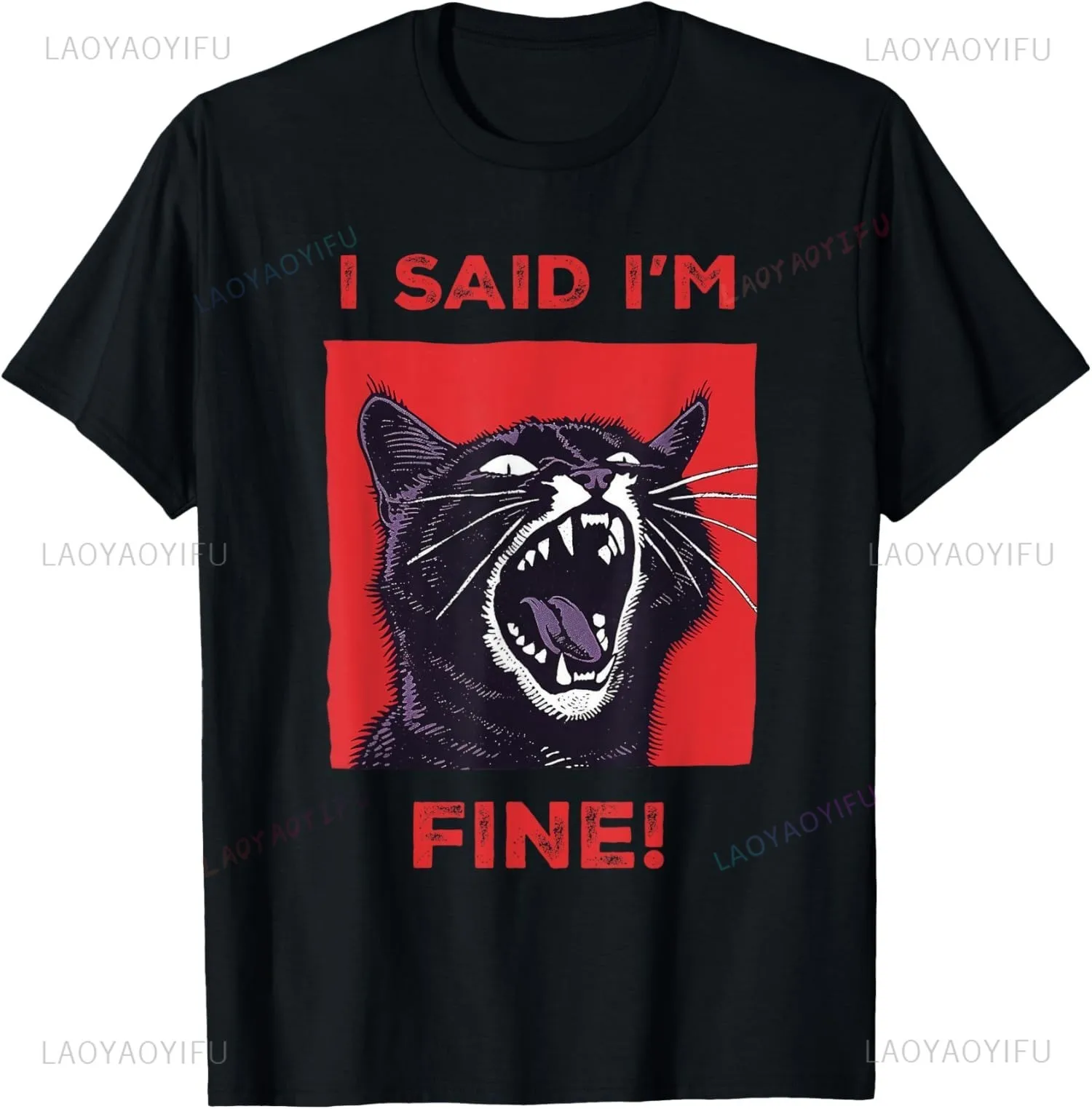The Anger Consumed Me, Silly Cat Memes, The Hilarious Print T-shirts and The Black Crew-neck, Short-sleeved Outfits