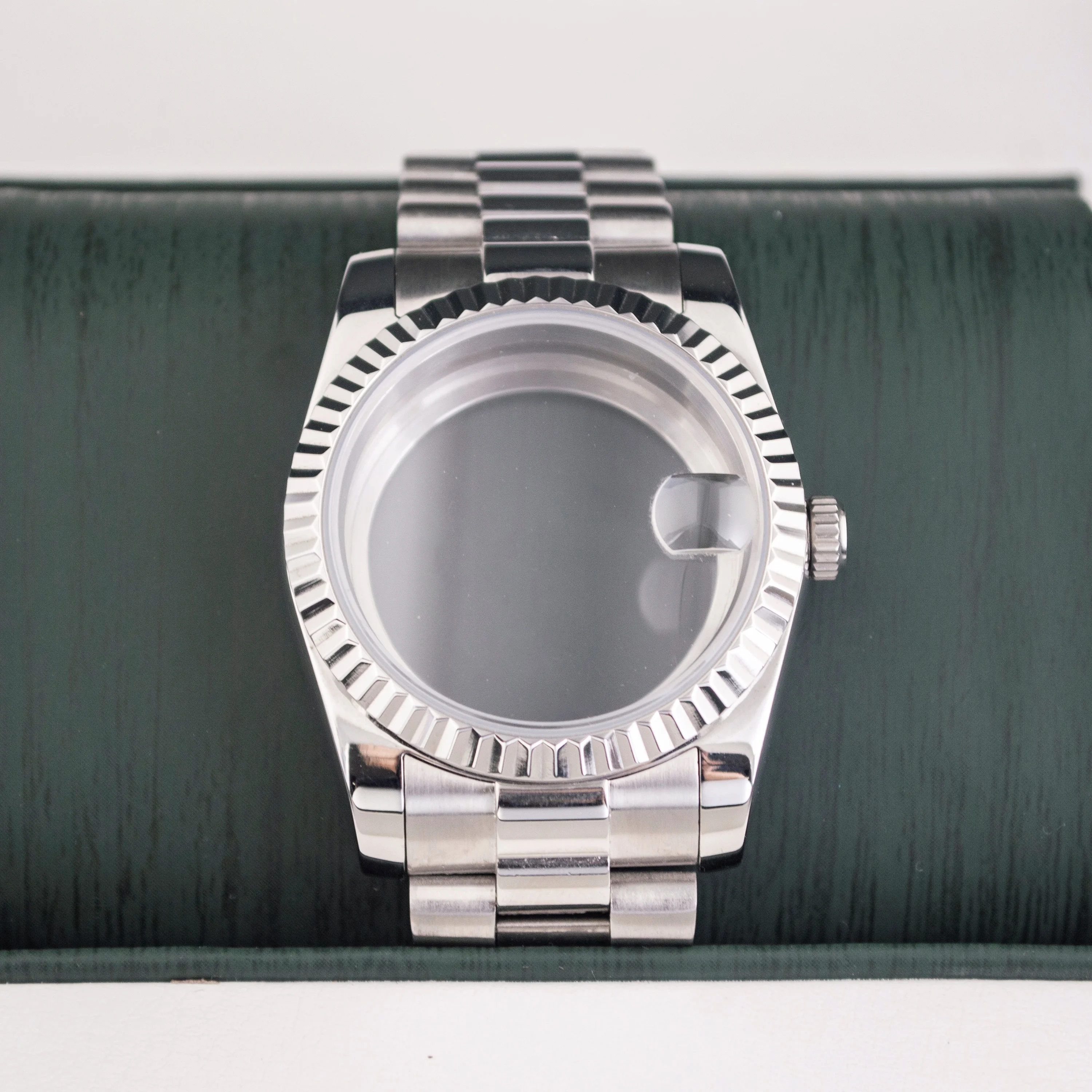 

36MM/39MM Case Datejust Sapphire Glass Stainless Steel Watch Case President Strap For NH35/36 Mechanical Movement