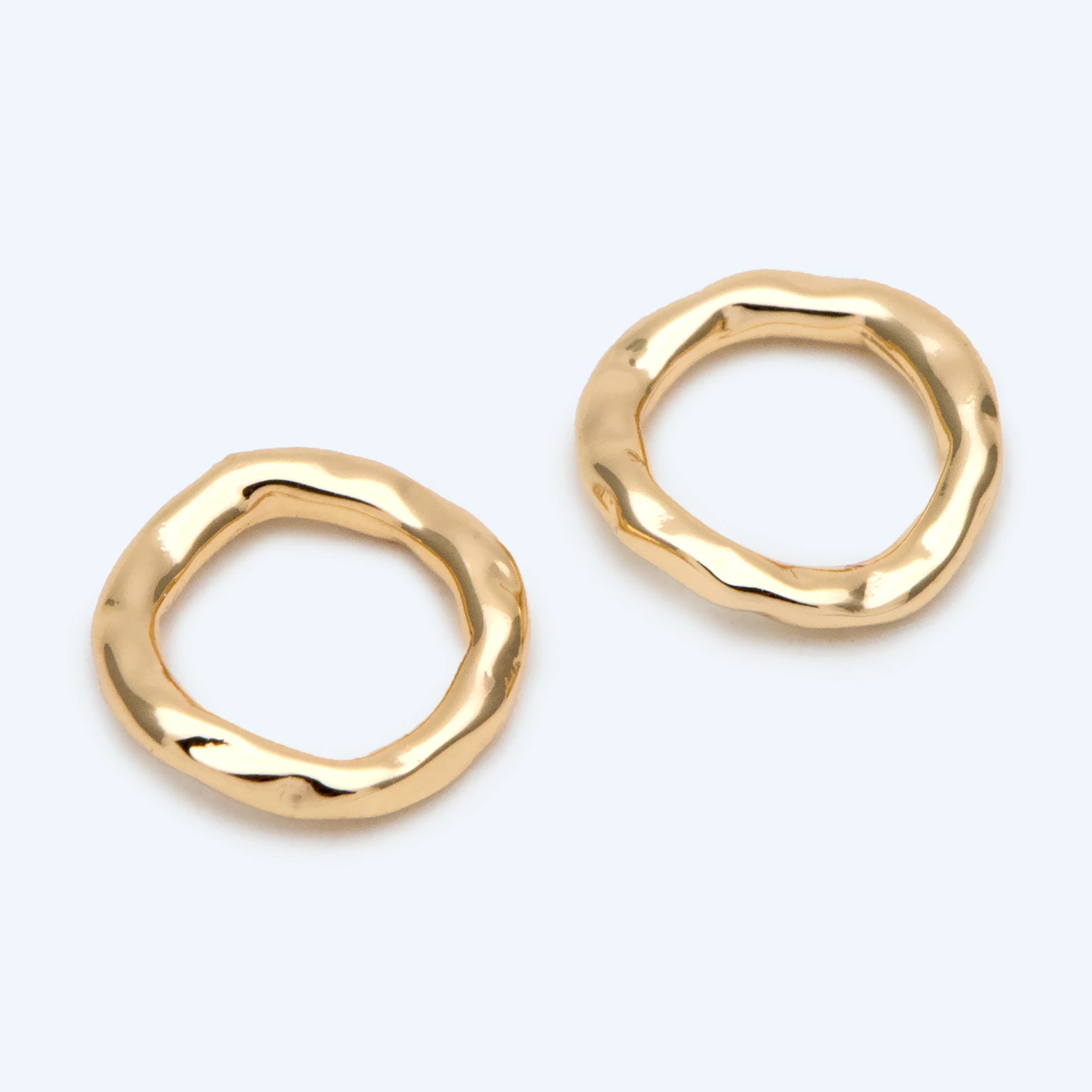 10 stücke Gold Unregelmäßigen Ring Charme, 18K Gold Überzogene Messing Ring, geometrische Hoop Kreis Anhänger (GB-2750)