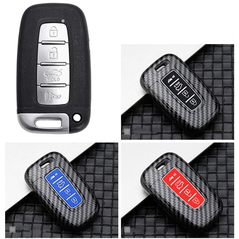 4 Buttons Carbon Fiber Smart key Case For KIA Forte Sportage K2 K5 For Hyundai Genesis Coupe Sonata ix35 Car key Fob shell Cover