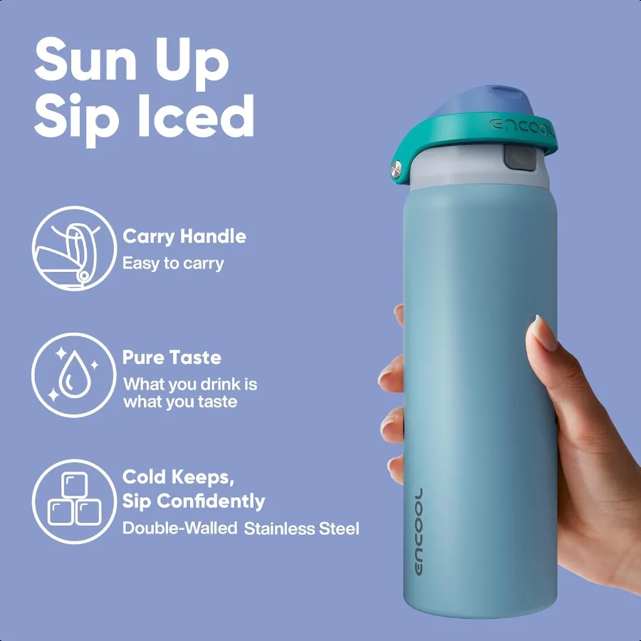 Geïsoleerde roestvrijstalen waterfles met rietje Lekvrije sportwaterfles voor schoolreizen Houdt de hele dag koud OneTouch Fli