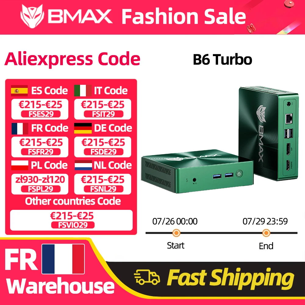 Mini PC BMAX B6 Turbo Intel Core i5 8257U Windows 11 16 Go de RAM 512 Go SSD HDMI USB DP Bluetooth Wifi Ordinateur