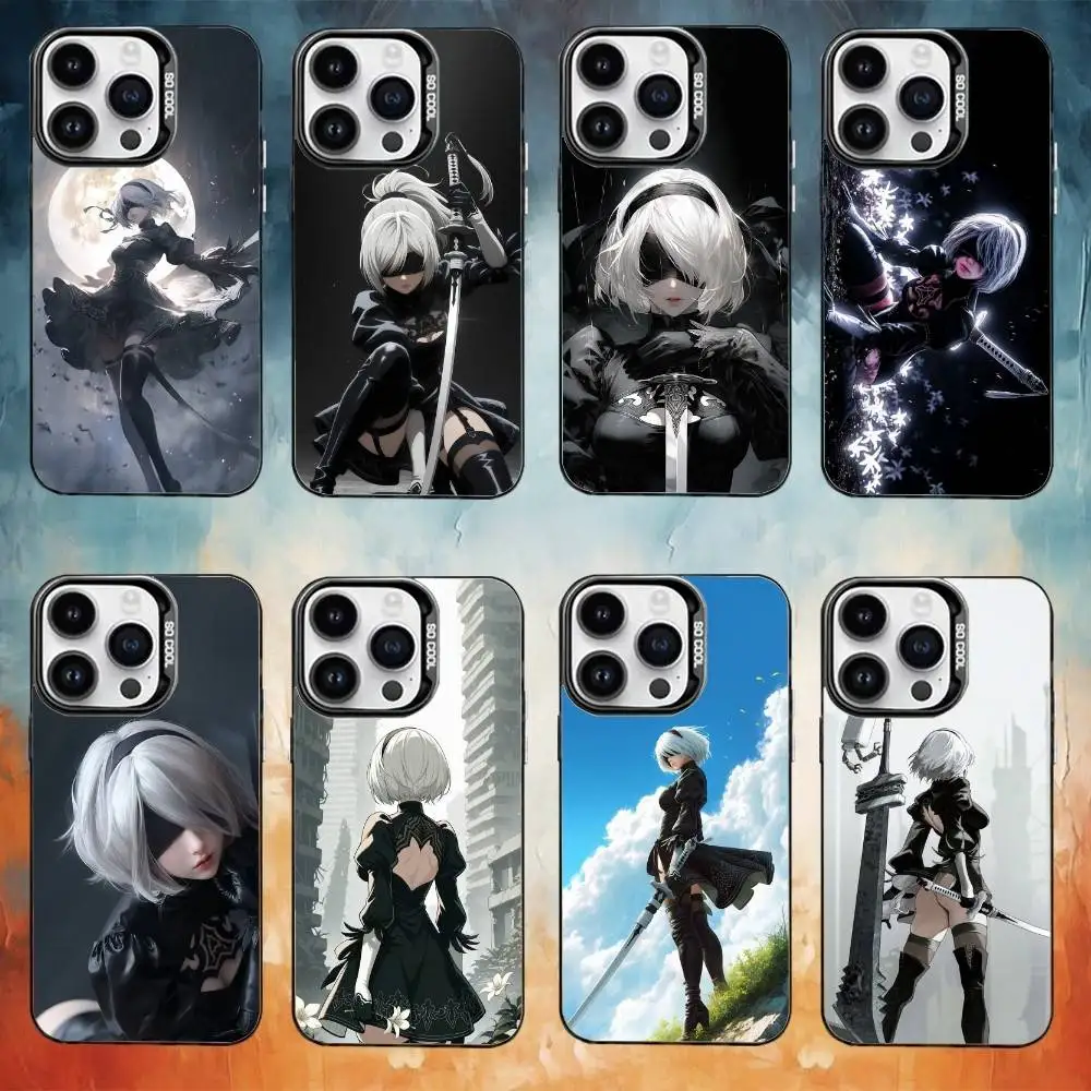 

N-NieR 2B A- Automata Phone Case For iPhone17,16,15,14,13,12,11 Plus,Pro Max Black Candy Matte Shockproof Cover