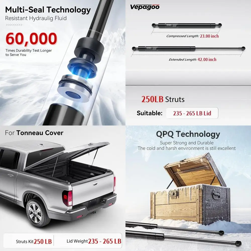 

Пара сверхмощных газовых стоек, емкостью 250 фунтов, для крышек Tonneau, дверей автофургонов, грузовиков и деревянных чехлов на заказ.