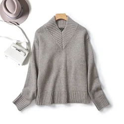 Ethereal MD 2026 YAZHIMEI spring new style of French simple commuter style wool blend high V-neck sweater