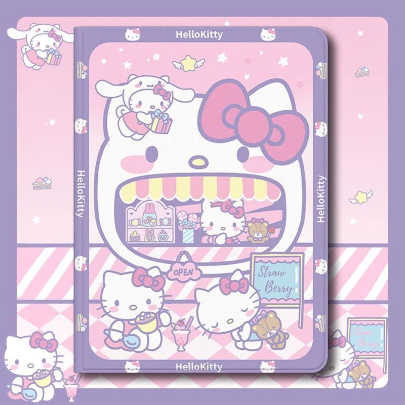 

Чехол для iPad Kawaii Kuromi с отсеком для стилуса, милый защитный чехол с котиком для iPad Air 4/5, Pro 11, 10-го поколения, Mini 4/5/6, противоударный смарт-чехол