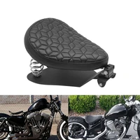 Cojín de asiento individual de cuero PU para motocicleta con soporte de resorte de 3 ""para Cruiser Chopper Sportster Bobber Cafe Racer Old School
