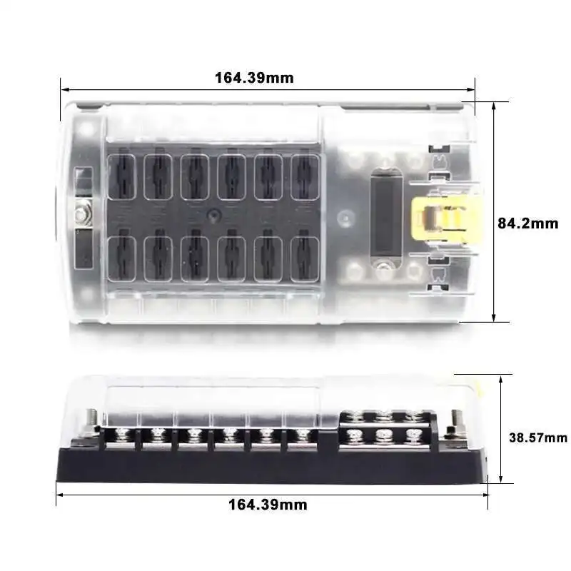 5026 ST Blade Fuse Block 12 Circuit With Ground And Cover