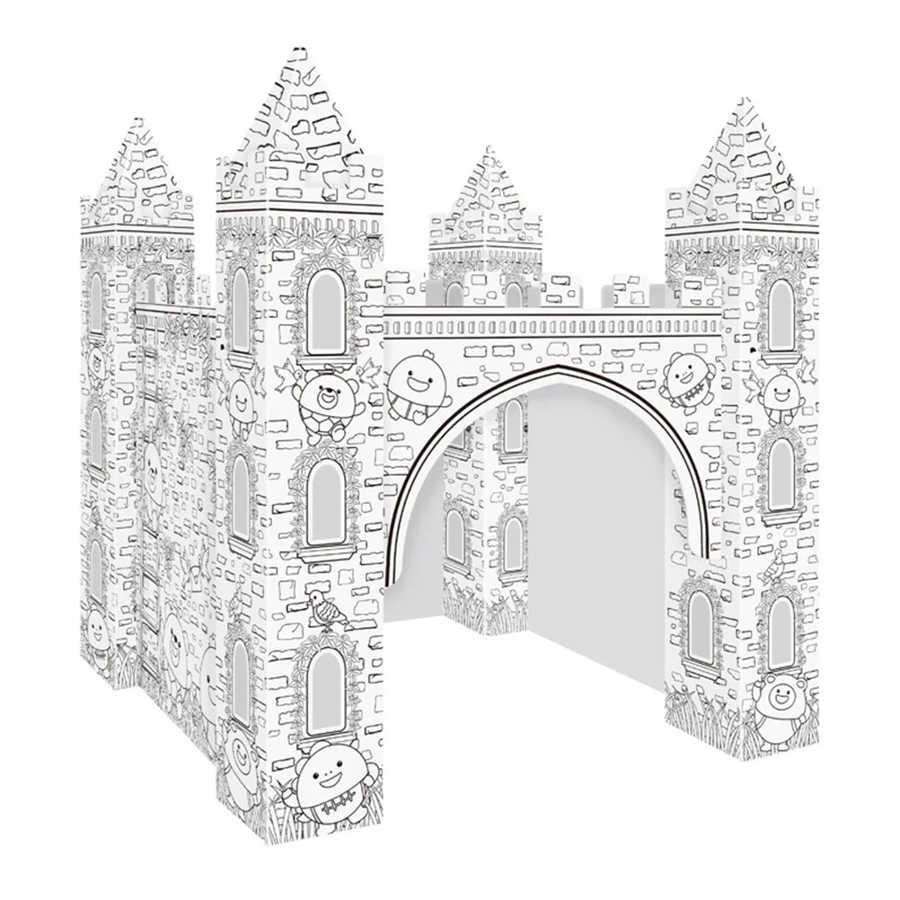 

1 комплект, замок, раскраска, 3D головоломка, сделай сам, поделка из бумаги для детей, образовательный художественный проект, мелкая моторика, стимулирующая воображение, милый