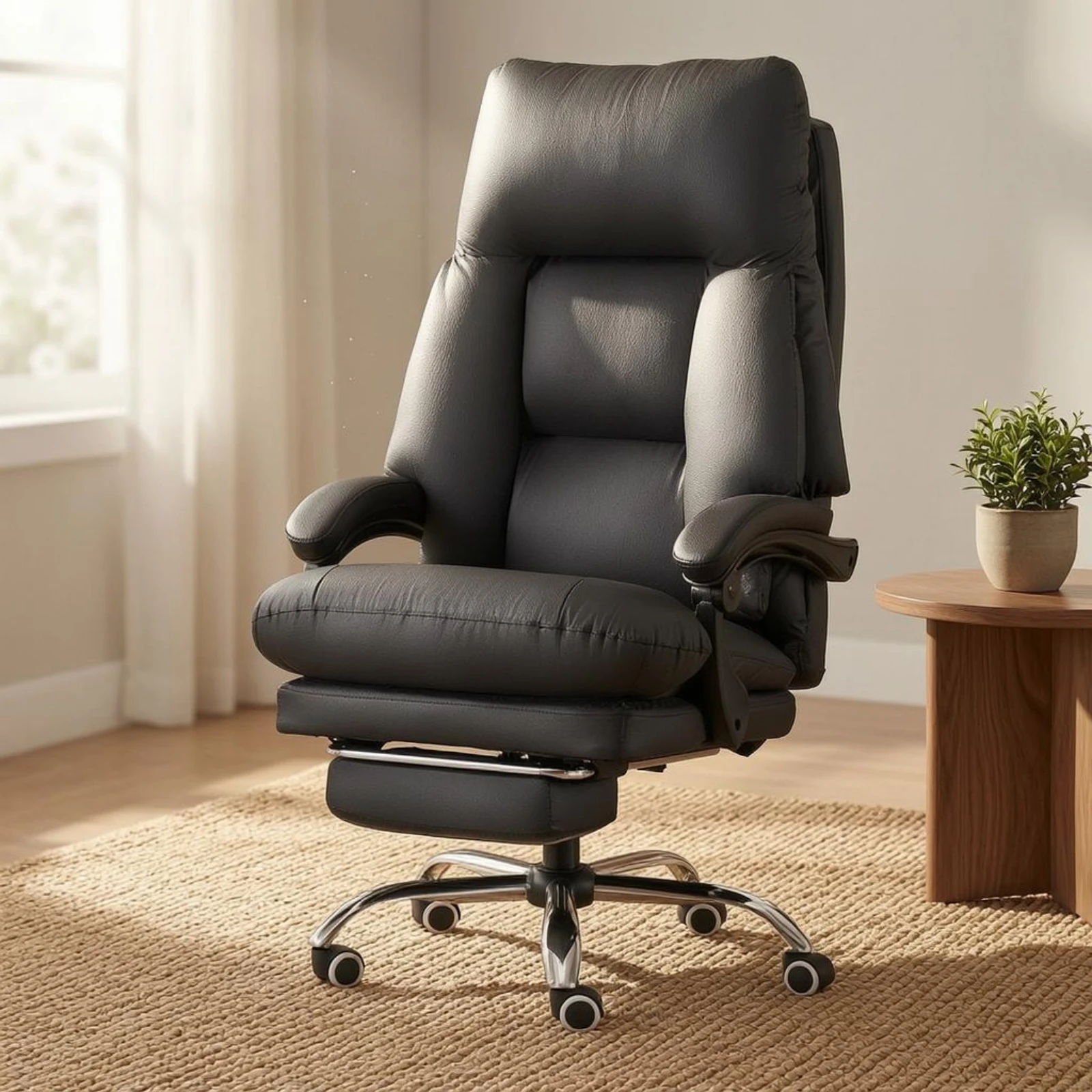 

Reclining Office Chair Padded Chair with Footrest Seating Furniture Swivel Adjustable Height for Gamers