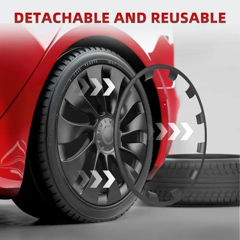 4PCS Car For Tesla Model 3 Accessories 20Inch Vehicle Wheel Rims Edge Protector Ring Tire Guard Strip 2020-2023 Wheel Hub Covers