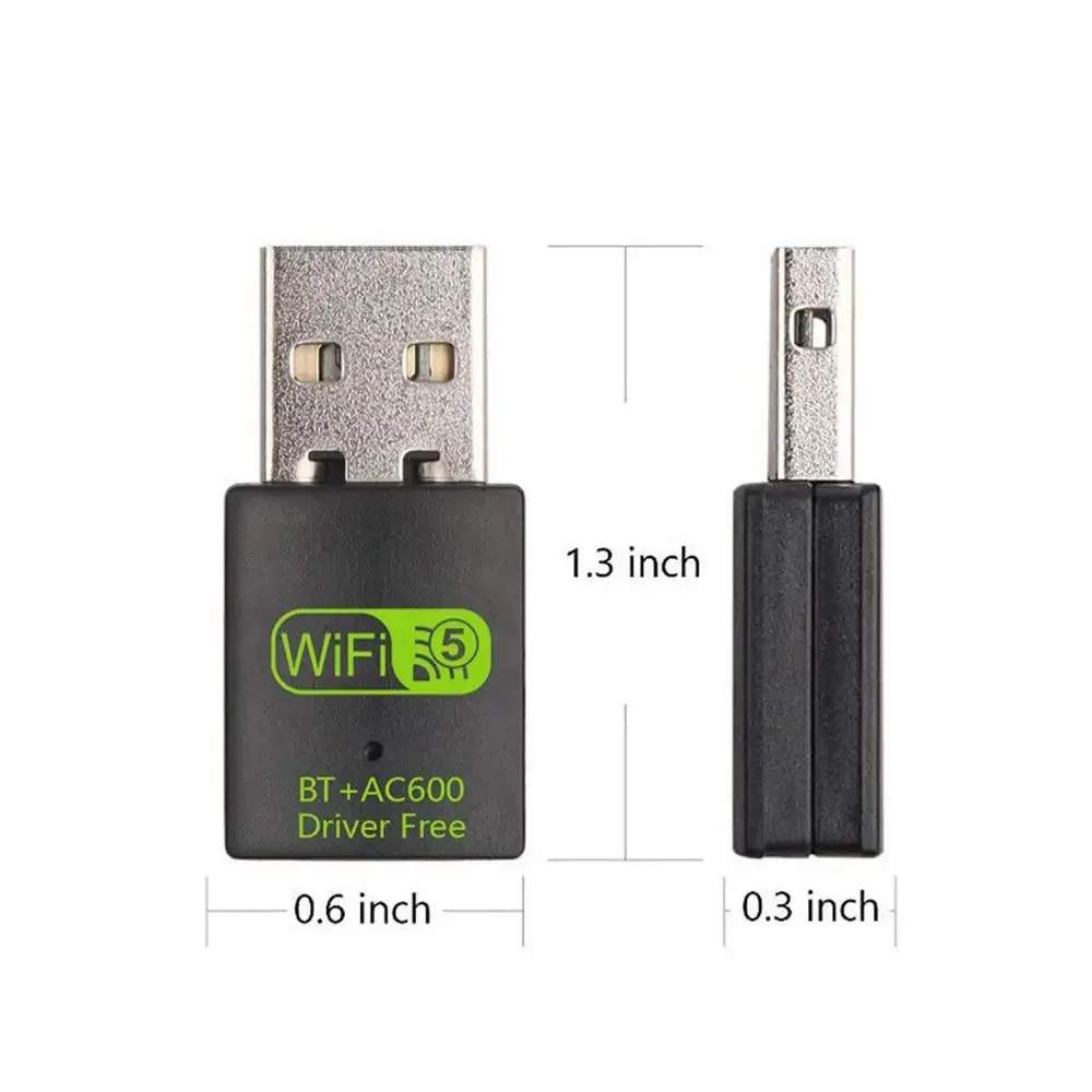 600Mbps USB 와이파이 블루투스 어댑터, 2in 1 동글 듀얼 밴드 2.4G, 5GHz USB 와이파이 5 네트워크 무선 WLAN 리시버