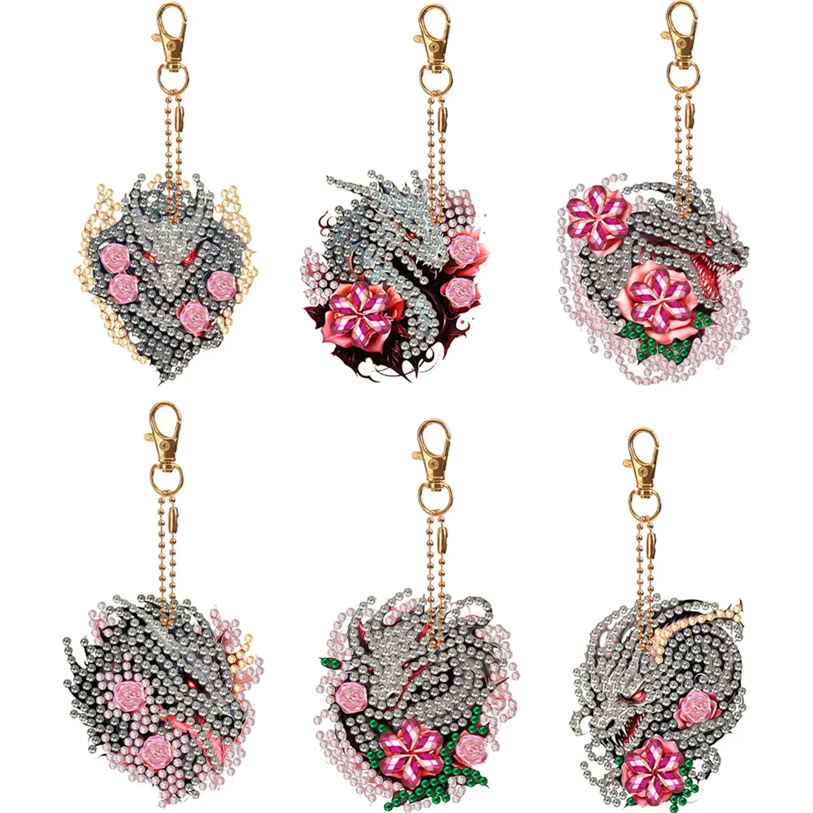 

6PCS Full Drill Keyring Cute Kitten Double Sided Diamond Art Keyring Diamond Painting Keychain for Adult Kid Purse Handbag Decor