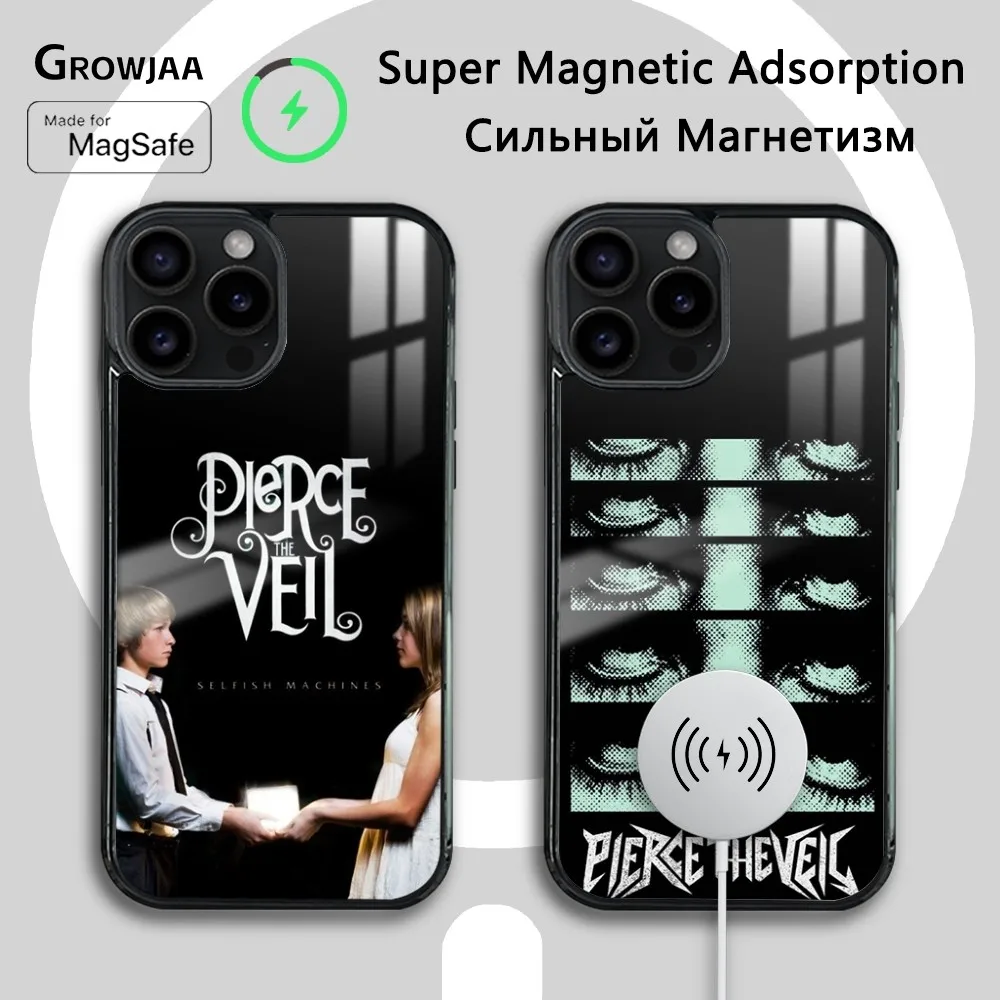 P-Pierce The Veil Band Phone Case For iPhone 16 15 14 13 12 11 Pro Max Plus Mini Magsafe Mirror Wireless Magnetic Cover