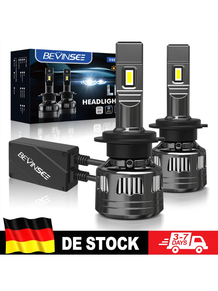 BEVINSEE LED-Ampulle H7 CANBUS Fehlerfrei 120W 22000LM Super Hell Hochleistungs 6000K 12V Autolampe Für VW Audi BMW Mercedes