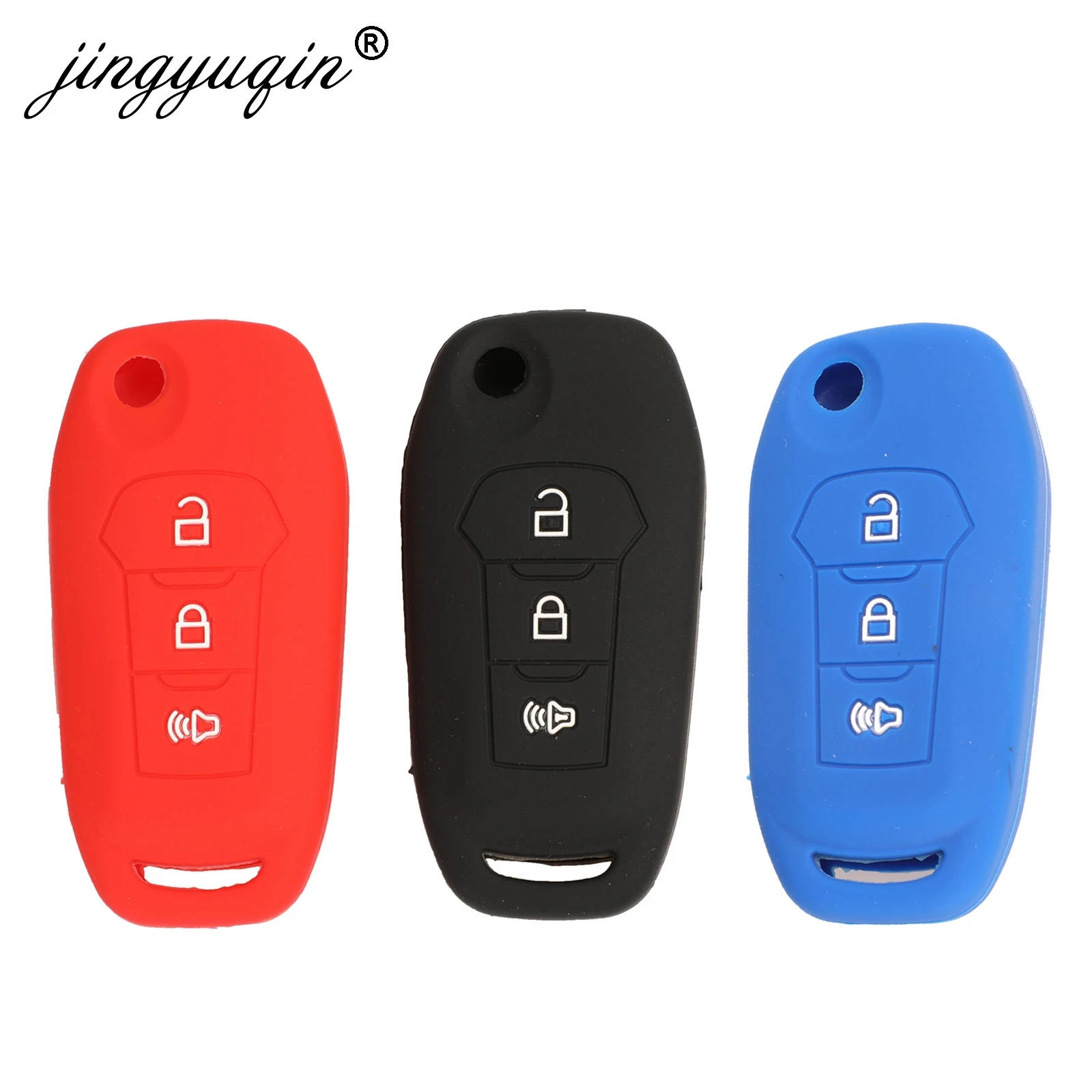 jingyuqin Silicone Protection Car Key Case Cover Auto Key Shell for Ford Escort Mondeo Everest Ranger Fusion Accessories