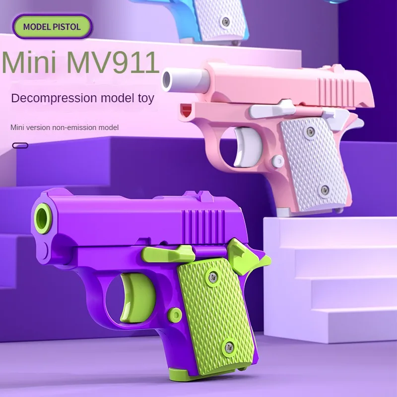 3D Gravity Model Gun Mini 1911 Toy Gun Luminous Transparent Shell Trendy Stress Relief Toy Snake Whistle Birthday Christmas Gift