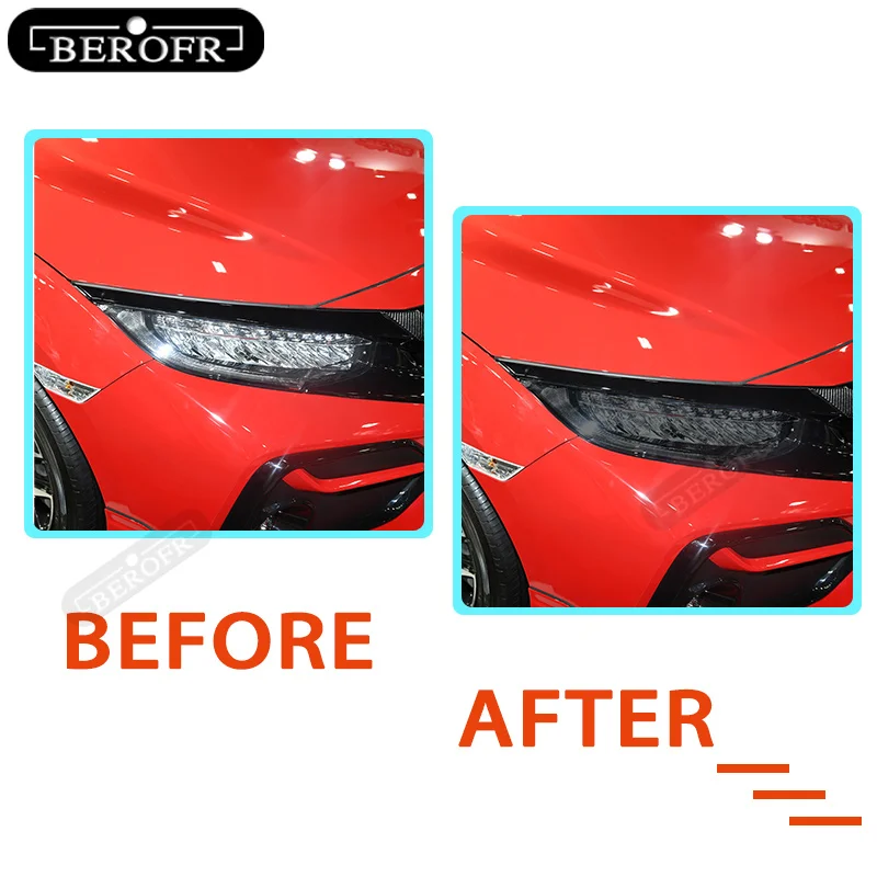 For Honda Civic 10th 2016-2021 19 2020 TPU Car Headlight Film Protective Sticker Lamp Hoods Transparent Smoke Black Accessories