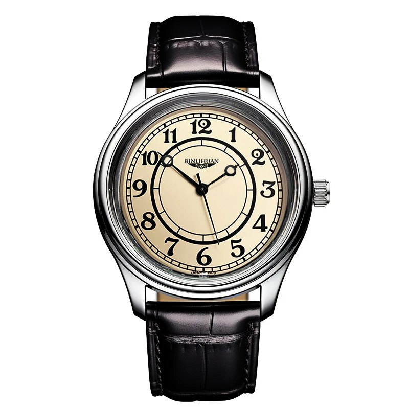 ساعة يد رجالية عصرية كلاسيكية من الجلد كوارتز تناظرية للأعمال هدية عيد ميلاد ديكور يومي