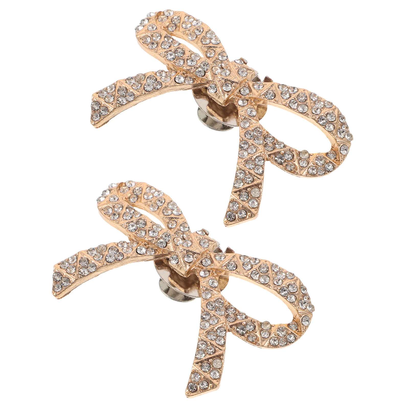 

1 Pair Golden Rhinestone Shoe Clips Detachable Bowknot Charm For High Heels Sparkling Bow Decoration Women'S Crystal Buckle