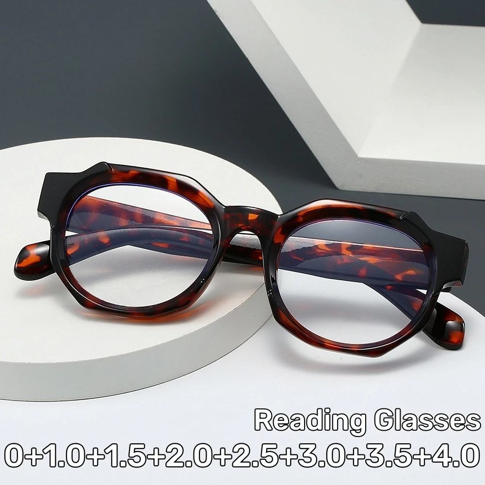 

New Irregular Anti Blue Light Reading Glasses Men and Women High Quality Korean Fashion High-definition Presbyopia Glasses+4.0
