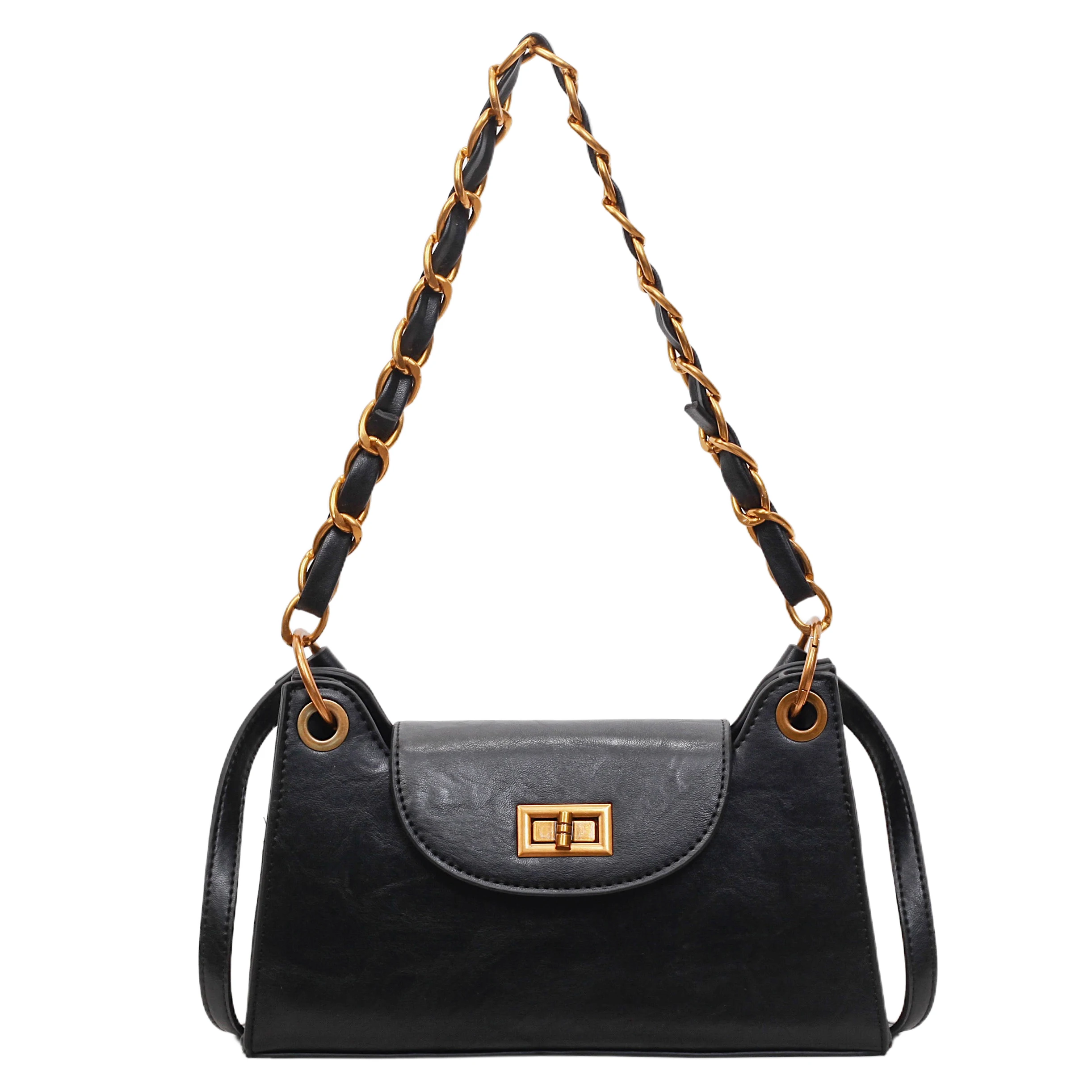 

Brand Designer PU Leather Plaid Quilted Women's Shoulder Bag Retro Chain Lock Crossbody Bag Trapezoid Handbag.Handbag from china