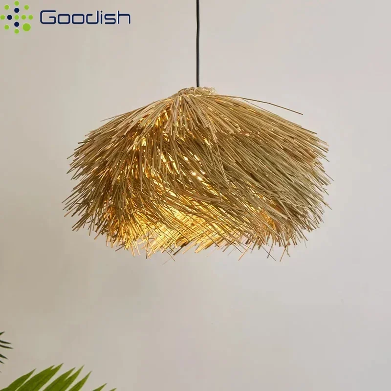 

Vintage Weaving Bamboo Pendant Lights Hand-woven Wicker Grass Lamps for Hall Loft Living Room Bedside Home Decoration Chandelier
