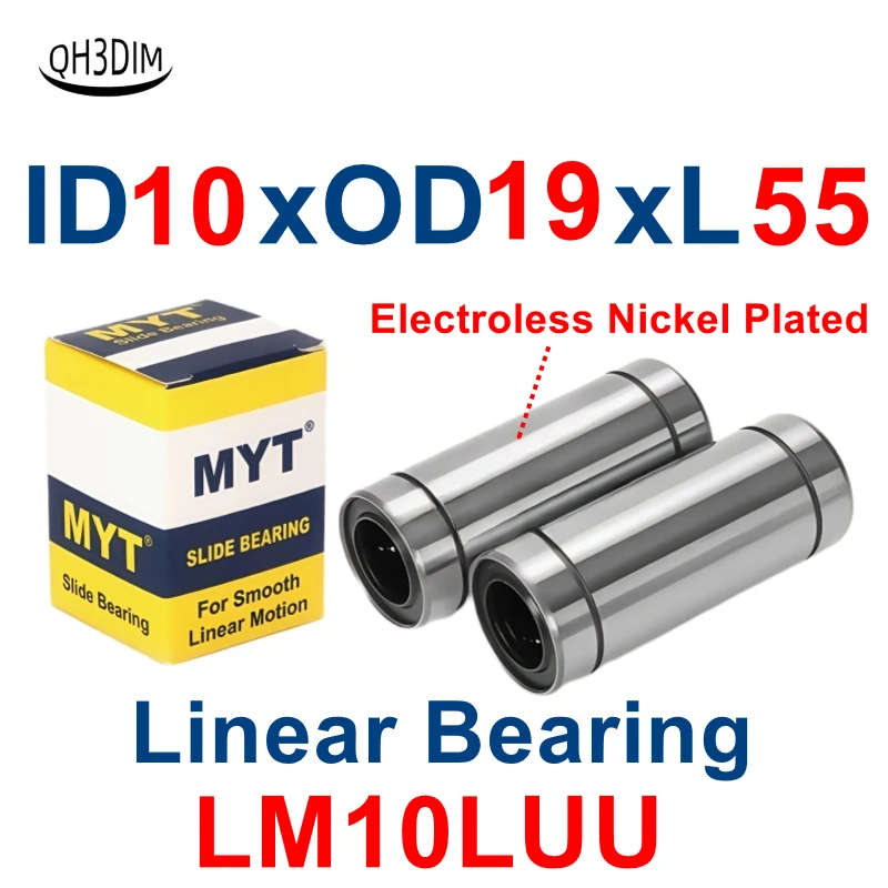 2pcs Linear Bearing MYT LM10LUU 10X19X55mm for Prusa 3D Printer Prusa MK4 MK4S MK3.9 MK3.9S