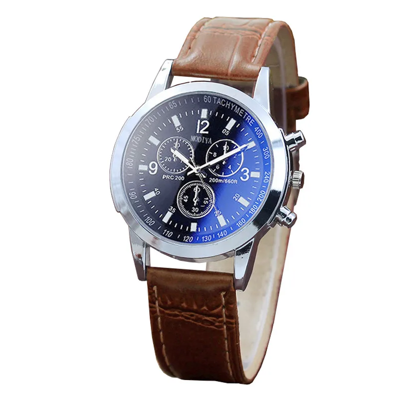 Heren Lederen Band Digitaal Horloge Luxe Zespeld Herenhorloge Blauw Glazen Riem Zakelijk Horloge Relogio Feminino