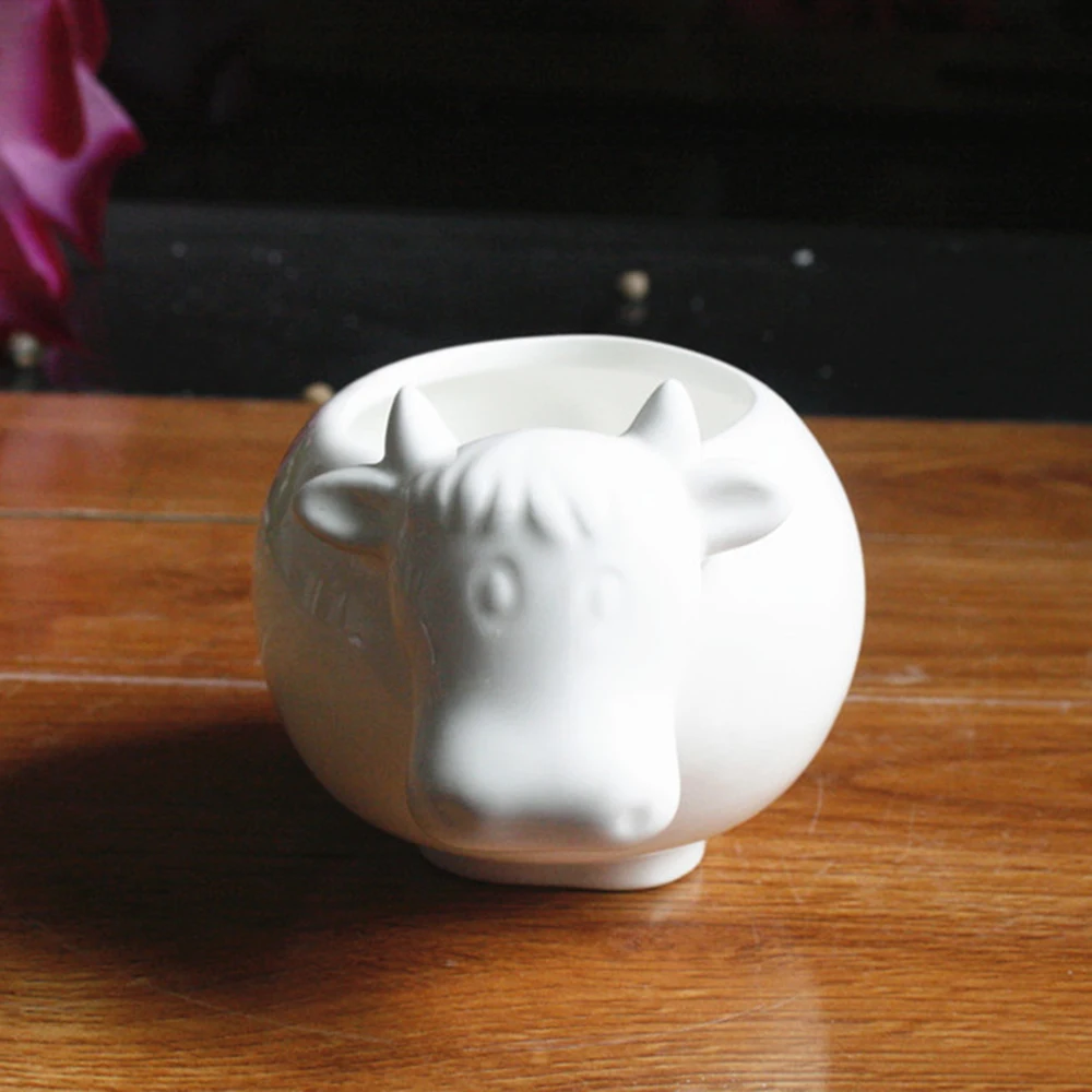 Mini Cute Ceramic Animal Flower Pot Glazed Ceramic Planter Pot  Indoor Mini Flower Pots Cartoon Animal Plant Pot