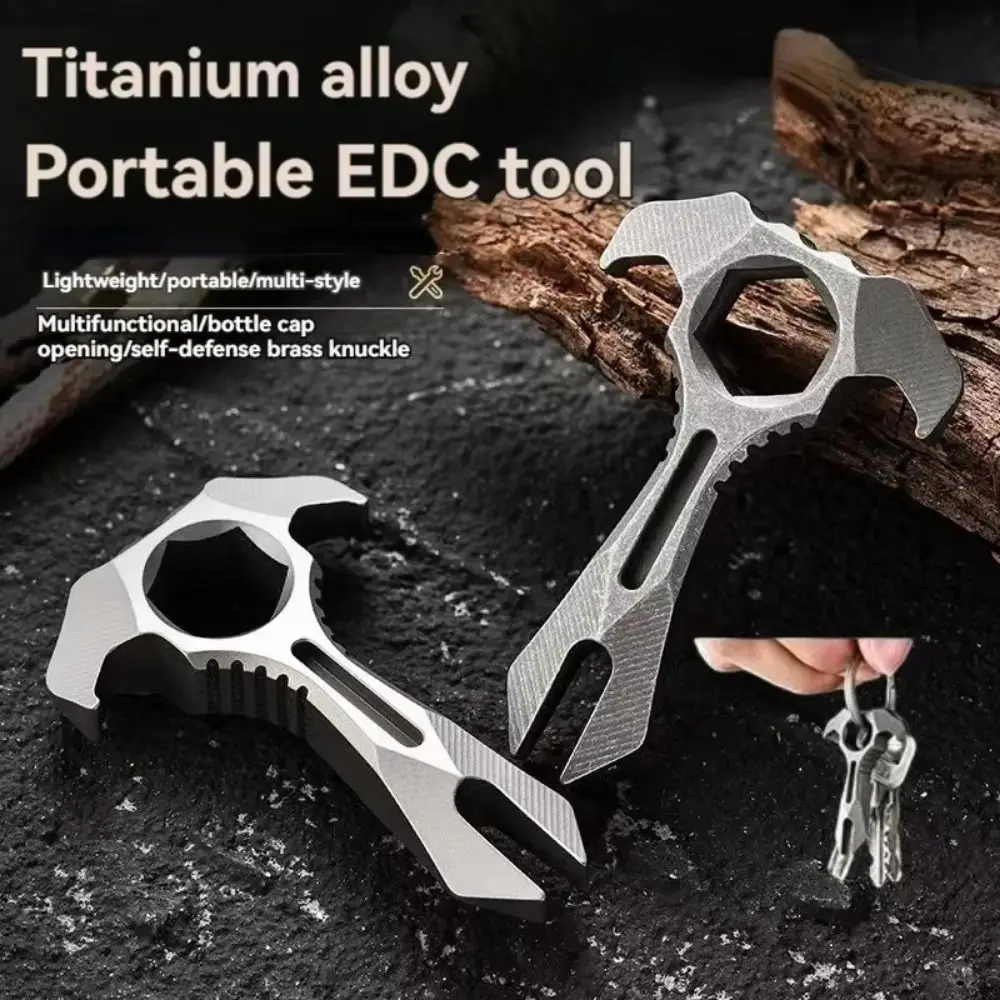 With 2*13mm Groove Small Pry Bar Multifunction TC4 Titanium Alloy Decorative Pendant Durable Portable Wrench