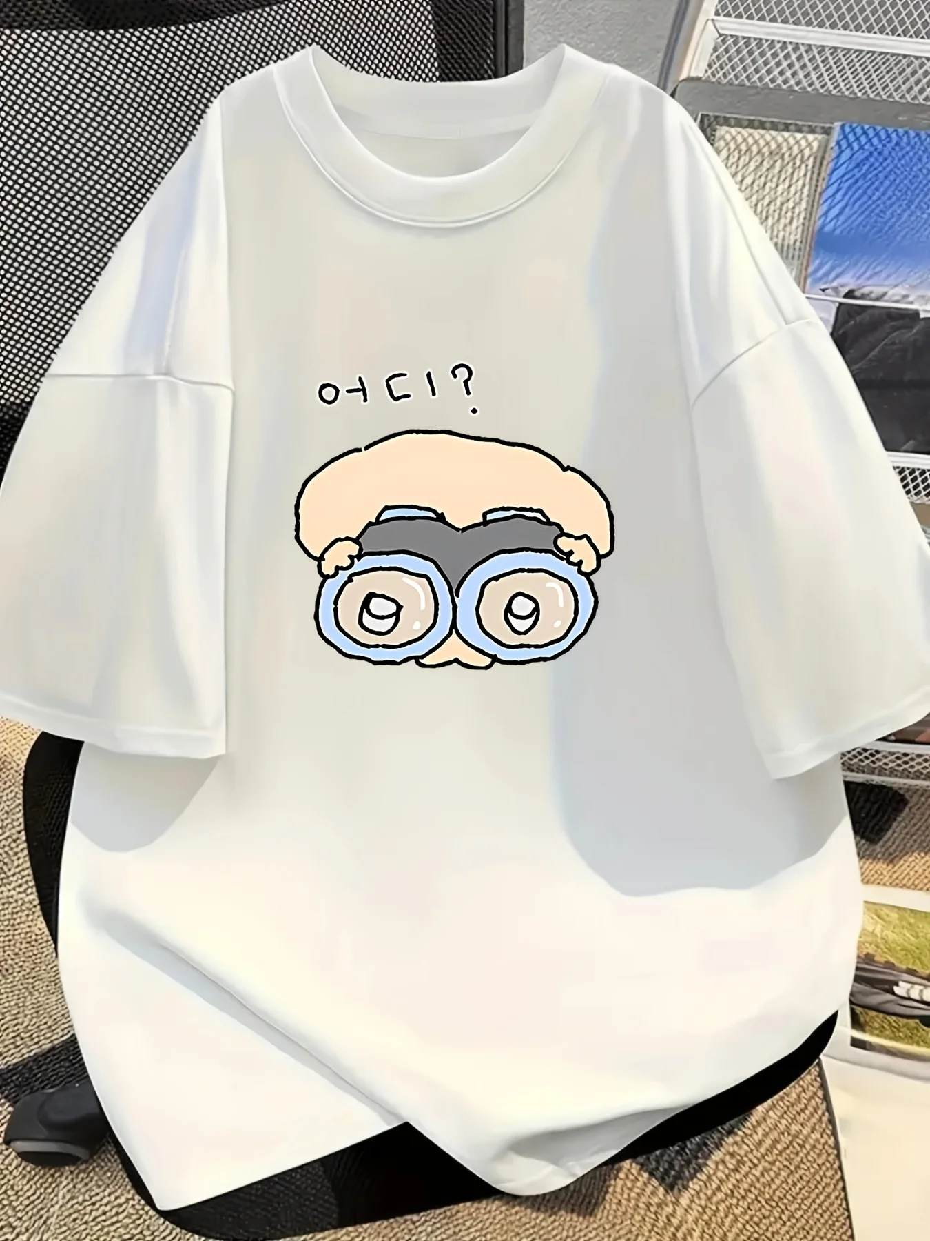 Funny Cartoon Binoculars Graphic T Shirt Men Women Summer Short Sleeve Korean Where Harajuku Casual Loose Fashion Tee Tops