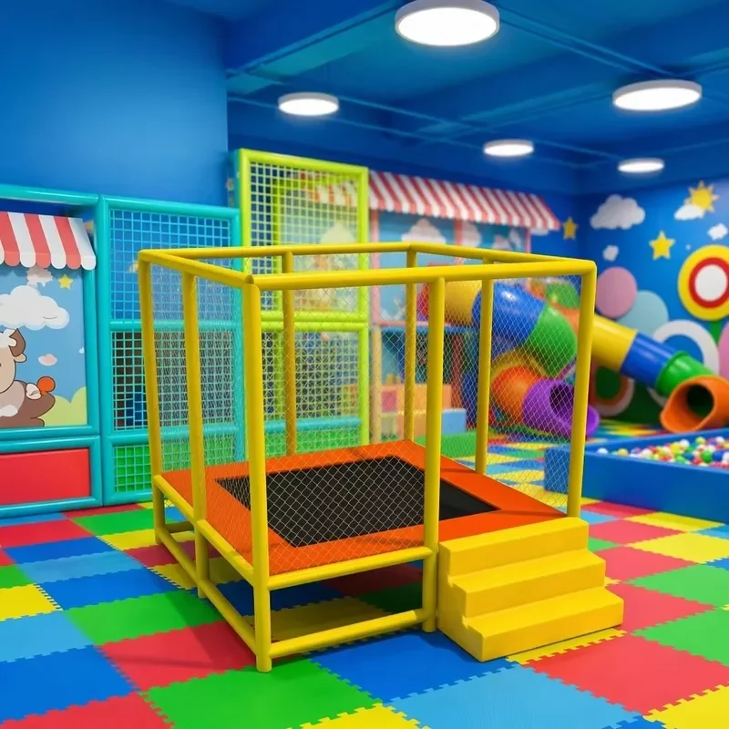 2.5m*2.5m or Custom Size Indoor/Outdoor PVC Trampoline with Protective Net for Boy & Girl Fitness & Commercial Use