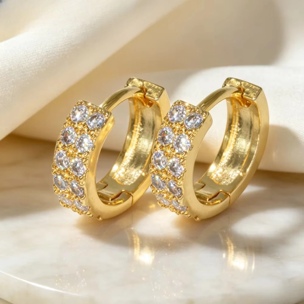 Luxurious 925 fashion high-end earrings, featuring a unique design with two rows of AAA-grade zircon gemstones.