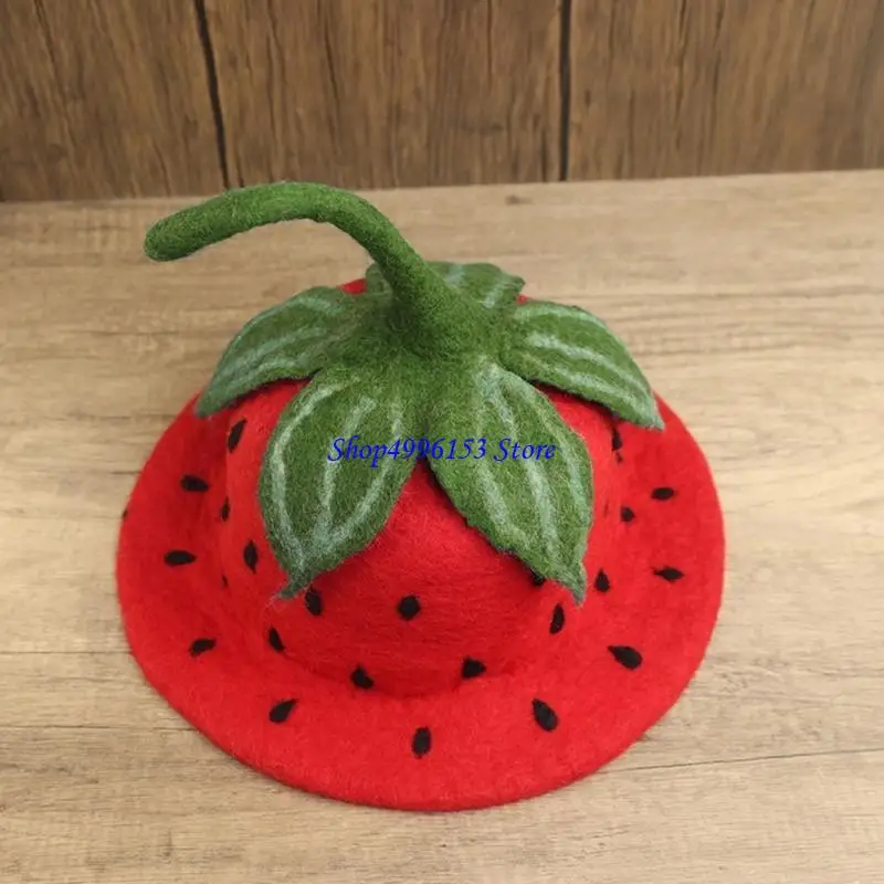 

Популярная фетровая шляпа-ведро Q0KE с клубничным дизайном, женская шляпа с фруктовым принтом, шляпа для музыкальных фестивалей