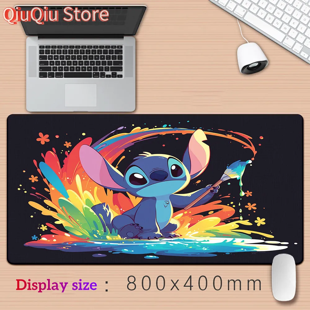 Lilo Stitch Cartoon HD Impressão Gaming Mousepad Borda de bloqueio de computador Borracha natural E-sports Tapete de mesa Grande Mouse Pad