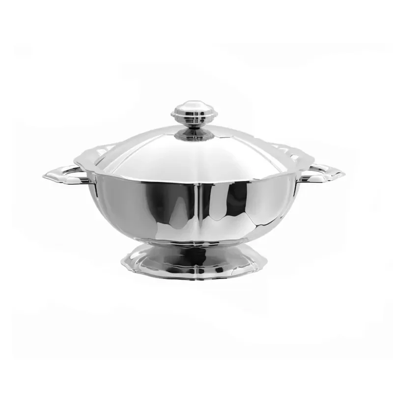 European retro stainless steel round fruit plate with lid snack plate nut plate household light luxury decoration