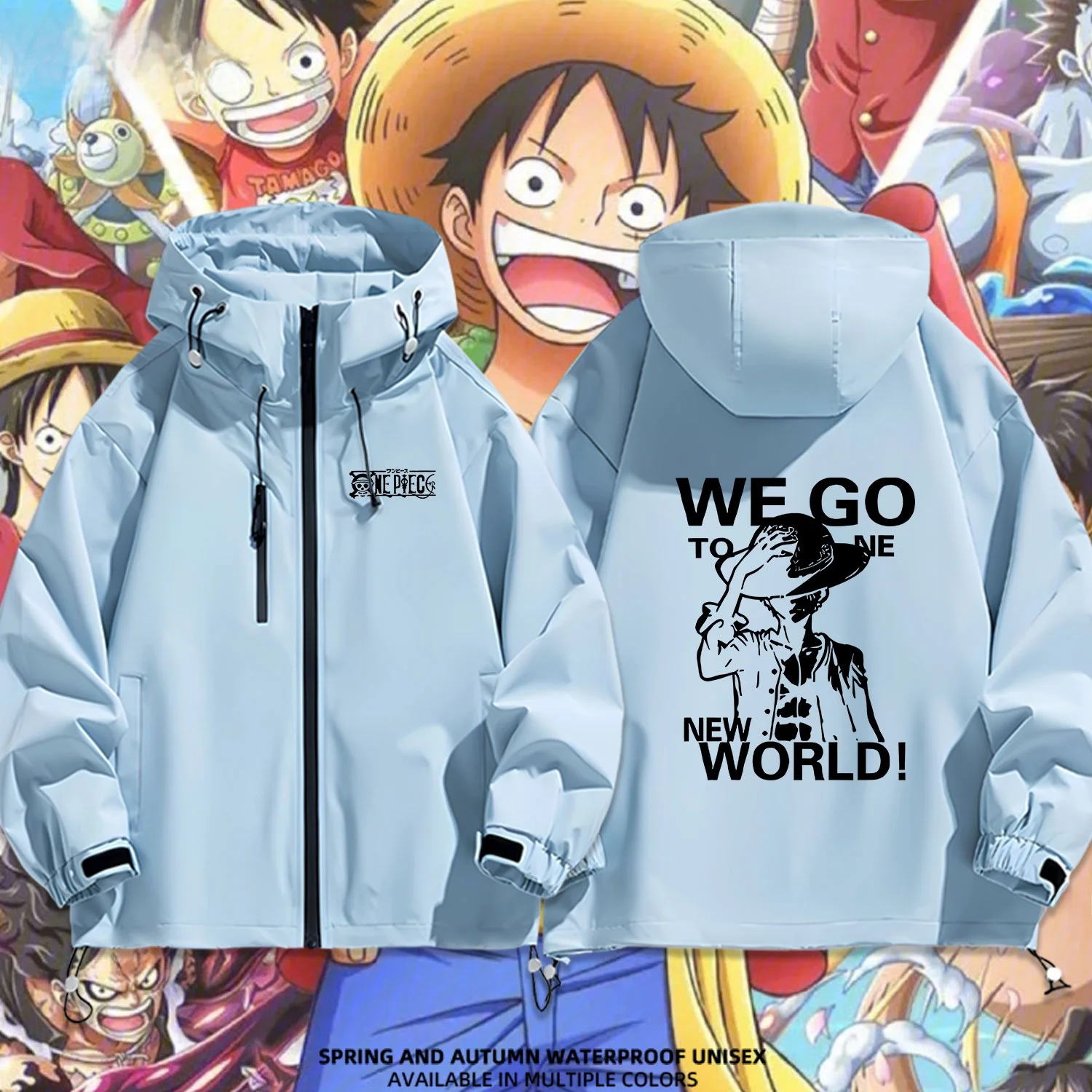 

Куртка с капюшоном в стиле аниме «Пираты: Правосудие» (Белобородый), повседневная, модная, из полиэстера, водонепроницаемая, весна-осень