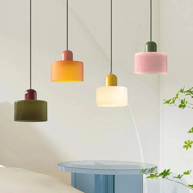 Small Colorful Glass Pendant Light E27 Bulb for Dining Room And Bedside Decorative Lighting Fixture