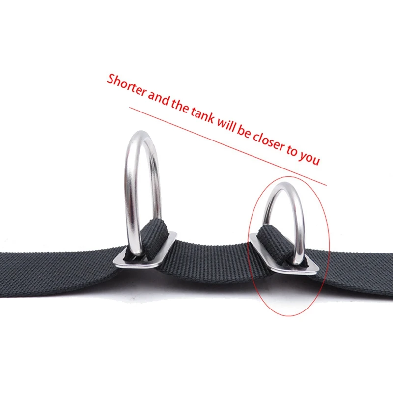 2X Stainless Steel Scuba Diving Belt Webbing Strap Fixed With D Ring Buckle Ring Buckle Wing BCD Accessories