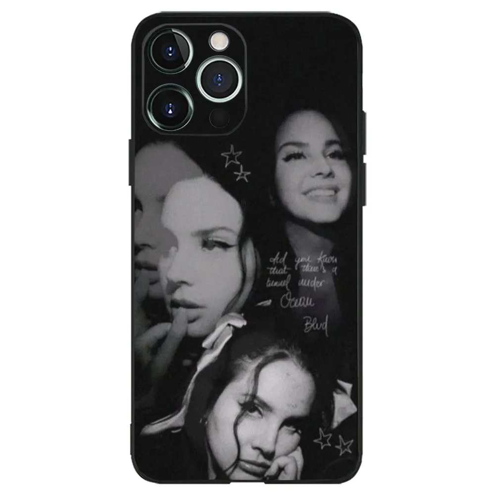 Singer L-Lana Del Rey Black Beauty Phone Case For iPhone 16,15,14,13,12,11,Plus,Pro Max,XS,X,XR,SE,Mini,8,7 Soft Silicone Black