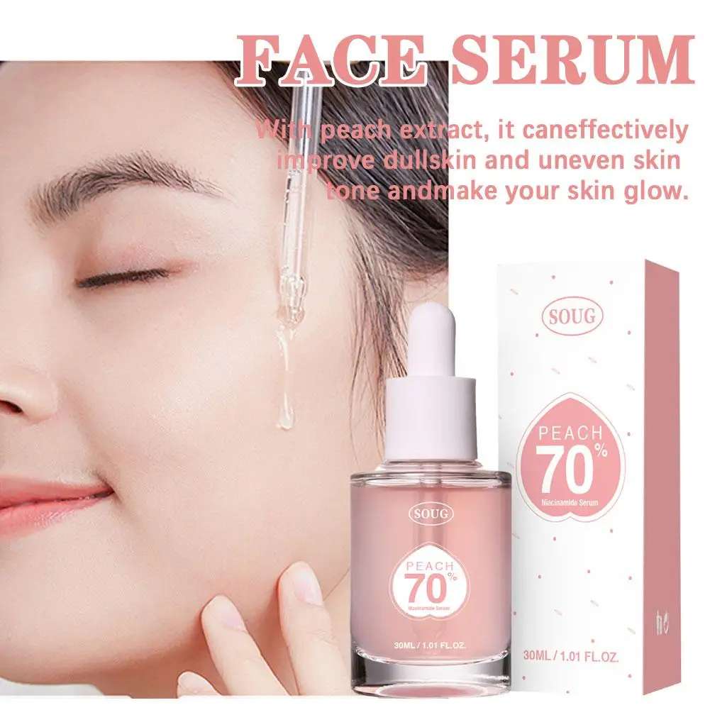 Niacinamide Brightening Hydrating Hyperpigmentation Serum, Clean Face Skin Treatment, Beauty Care Daily, Peach 70%, 30ml, S8J4