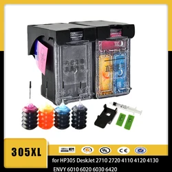 For HP 305 XL 305XL Refillable Ink Cartridge for HP305 DeskJet 2710 2720 4110 4120 4130 ENVY 6010 6020 6030 6420