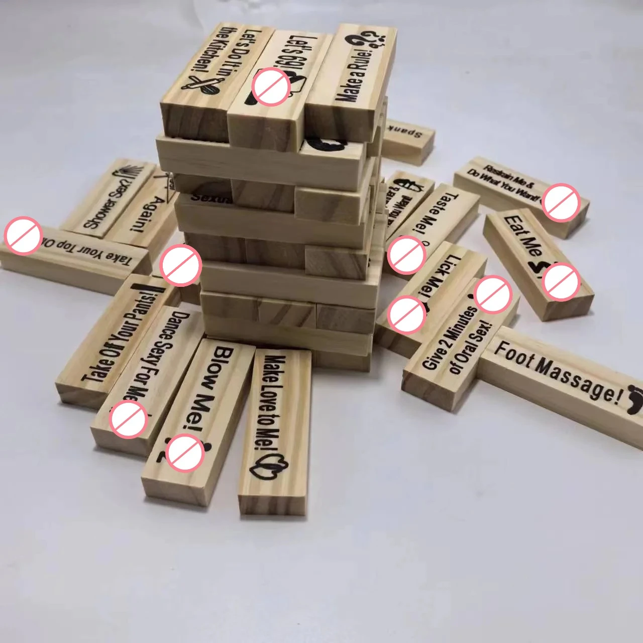 Inglés y francés 48 Uds pareja coqueteo juego de bloques de construcción juego de torre de apilamiento entretenimiento de fiesta para adultos producto SM español