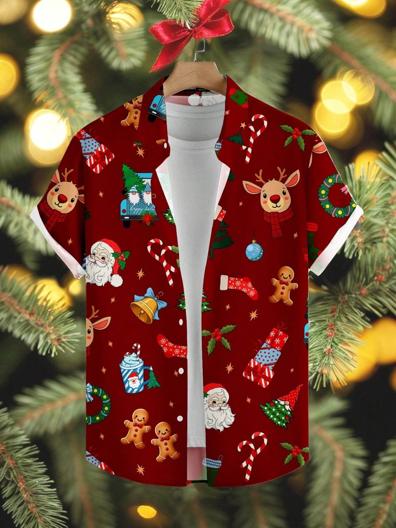 

Гавайская рубашка с рождественским принтом, детская летняя одежда для девочек, одежда для мальчиков, рубашка с отложным воротником, детская одежда с короткими рукавами, топы